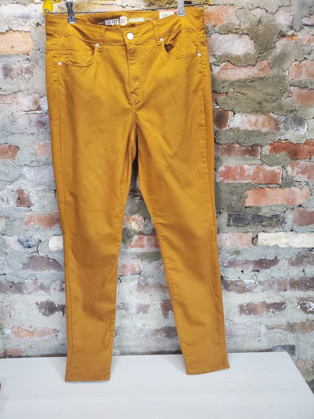 Route 66 Womens Jeggings Size 14 Mustard Mid Rise Skinniest Leg